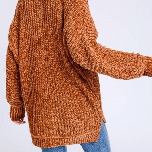 Chenille Open Front Cardigan (Carmel) - Picture 3 of 7